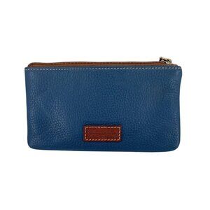 Dooney & Bourke Blue Leather Zip Pouch With ID Window